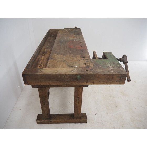 Image 1 of Mid century oakwood workbench, Czechoslovakia 1950s