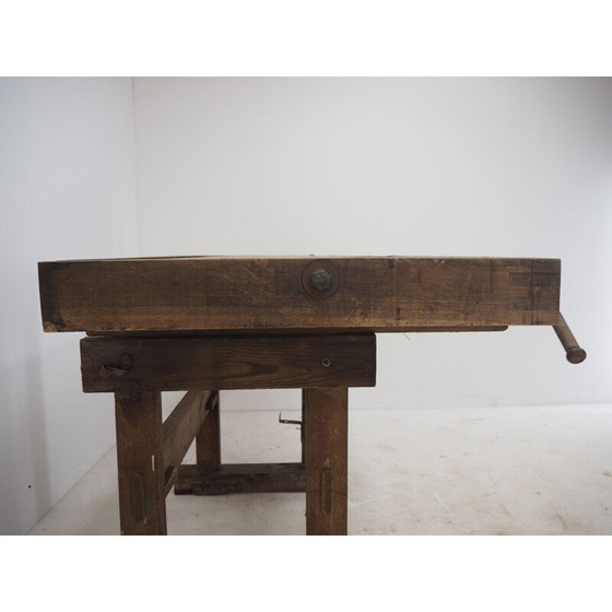 Image 1 of Mid century oakwood workbench, Czechoslovakia 1950s