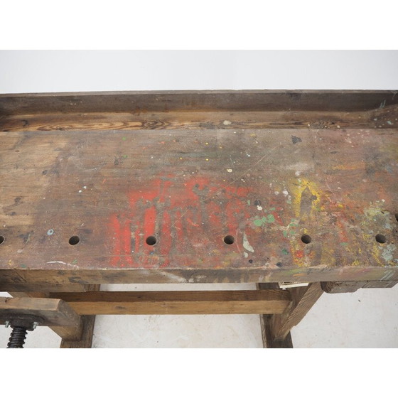 Image 1 of Mid century oakwood workbench, Czechoslovakia 1950s