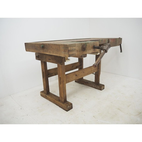 Image 1 of Mid century oakwood workbench, Czechoslovakia 1950s