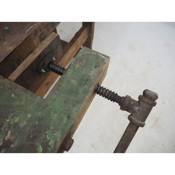 Image 1 of Mid century oakwood workbench, Czechoslovakia 1950s