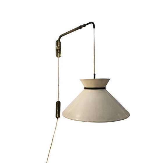 Image 1 of Pair of vintage metal and brass wall lamp, 1960