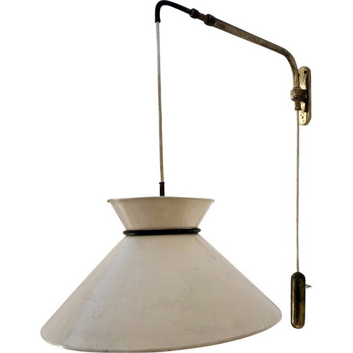 Pair of vintage metal and brass wall lamp, 1960