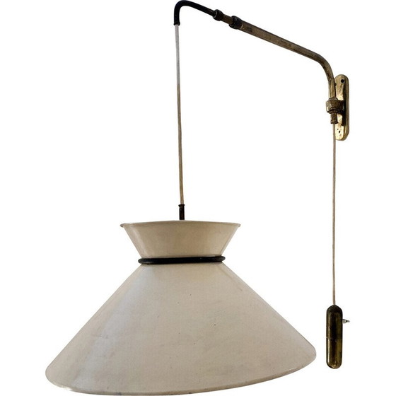 Image 1 of Pair of vintage metal and brass wall lamp, 1960