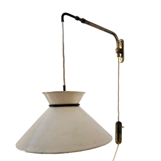 Image 1 of Pair of vintage metal and brass wall lamp, 1960