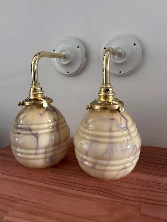 Image 1 of Set Of Art Deco Wall Sconces