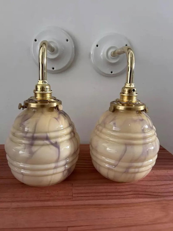 Image 1 of Set Of Art Deco Wall Sconces