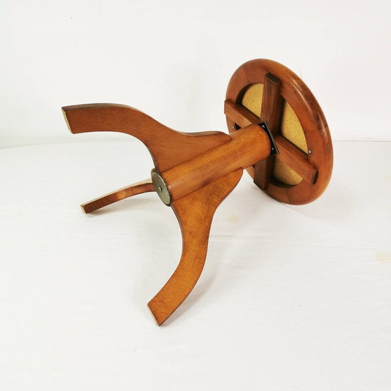 Image 1 of Vintage piano stool in beech wood and velvet, Germany 1970