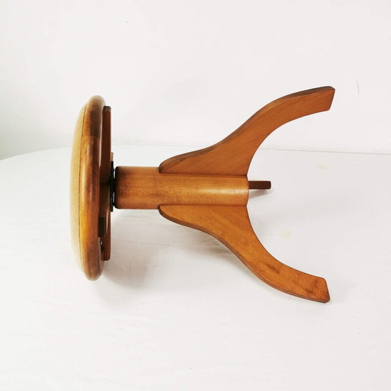 Image 1 of Vintage piano stool in beech wood and velvet, Germany 1970