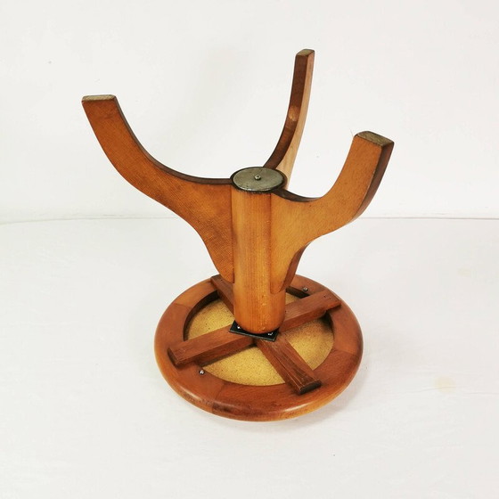 Image 1 of Vintage piano stool in beech wood and velvet, Germany 1970