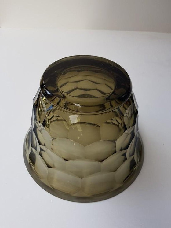 Image 1 of Vintage Art Deco Smoked Crystal Vase From Moser Böhmen
