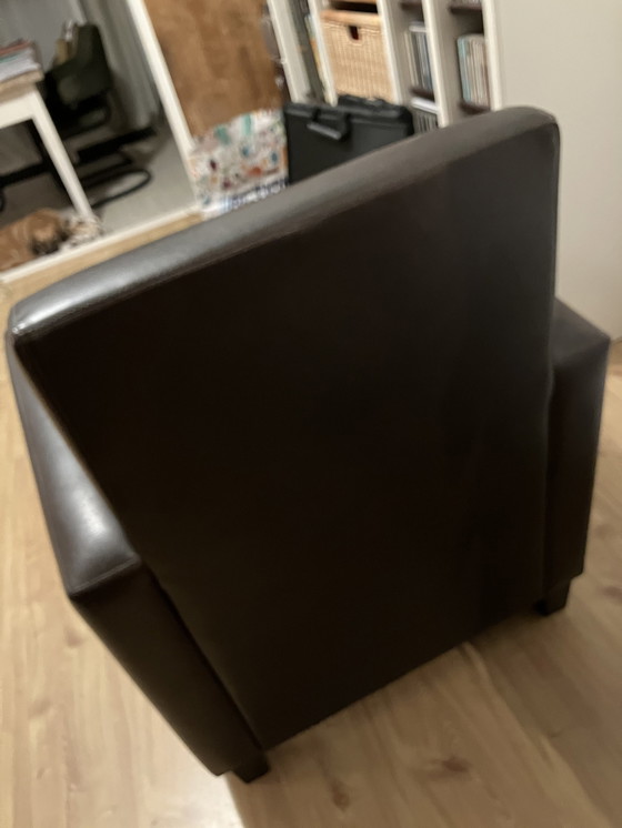 Image 1 of 2x Brown leather club chairs