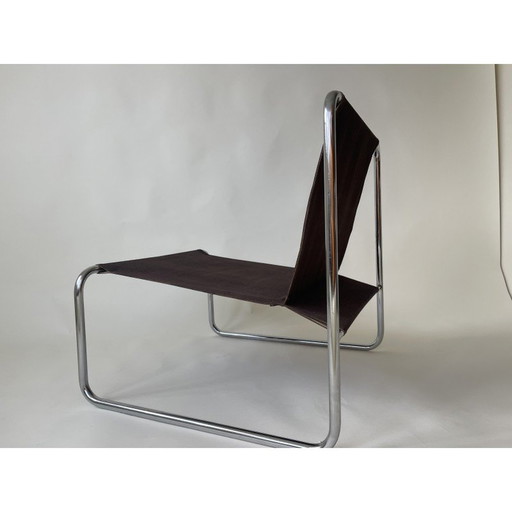 Vintage canvas chair with chrome frame, UK 1970
