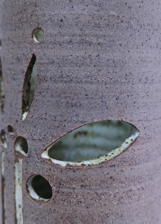 Image 1 of Three Enameled Vintage Stoneware Vases