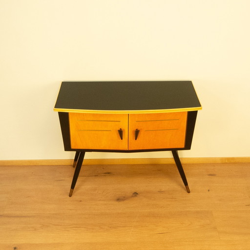 Small chest of drawers with black formica top, 1950s