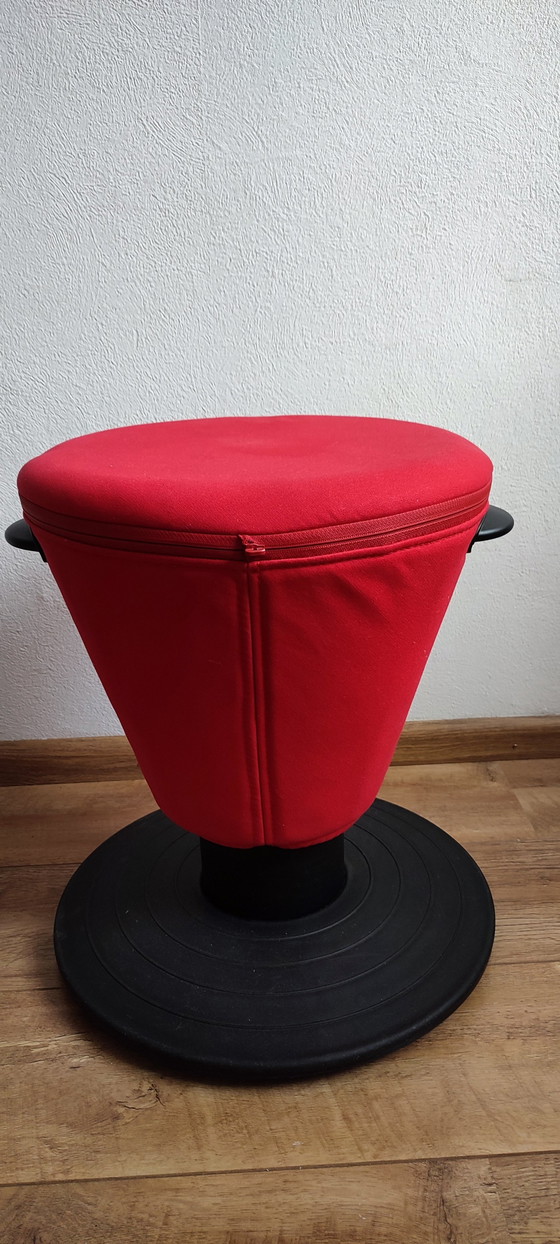 Image 1 of Egil Stool Swivel Stool Ikea Olle Lundberg Red & Black