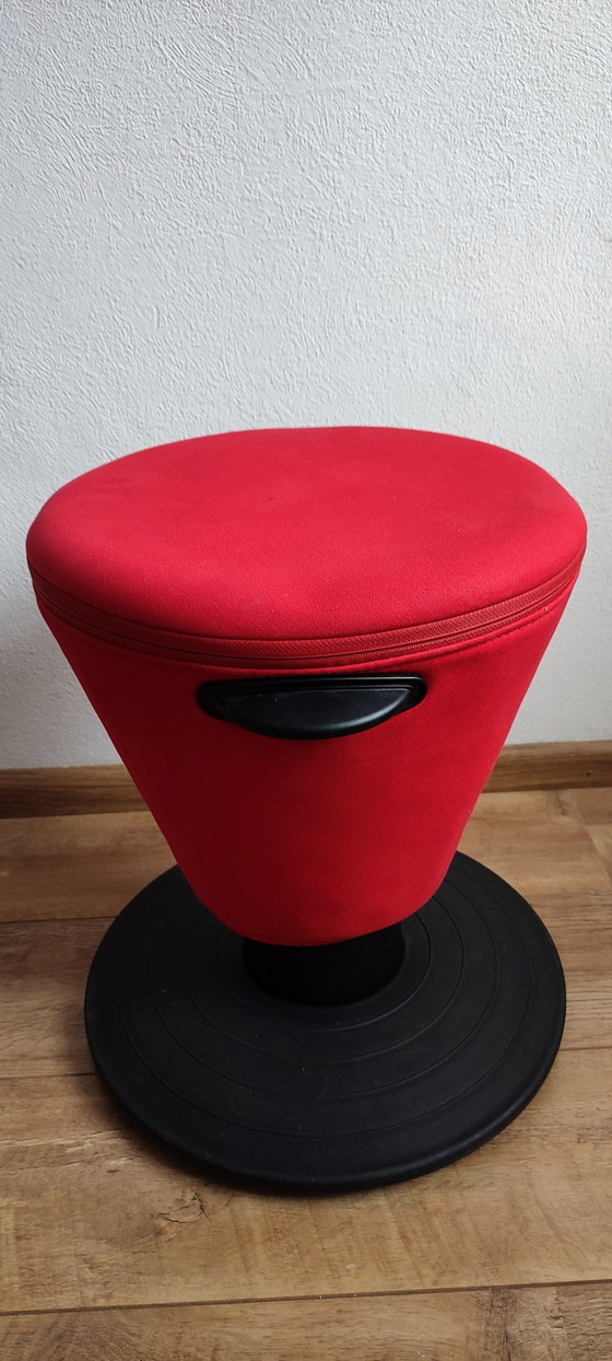 Image 1 of Egil Stool Swivel Stool Ikea Olle Lundberg Red & Black