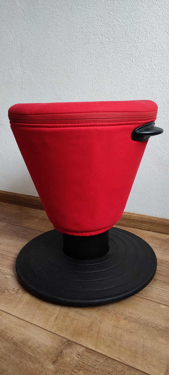 Image 1 of Egil Stool Swivel Stool Ikea Olle Lundberg Red & Black