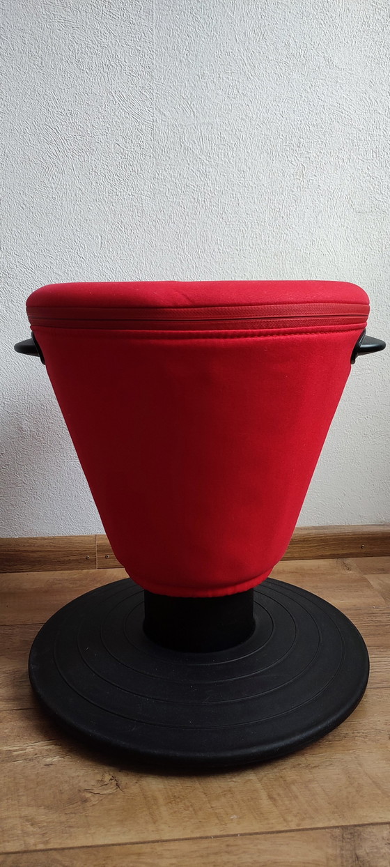 Image 1 of Egil Stool Swivel Stool Ikea Olle Lundberg Red & Black