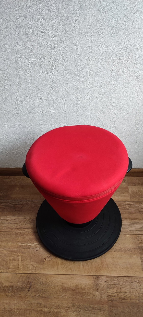 Image 1 of Egil Stool Swivel Stool Ikea Olle Lundberg Red & Black