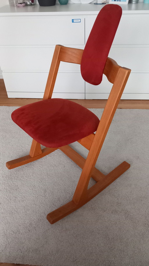 Vintage Peter Opsvik For Stokke Teak Pendulum Balance Chair