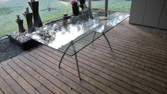 Image 1 of Glass "Rolf Benz "Dining Room Table+5 Leather "Arrben "Chairs.