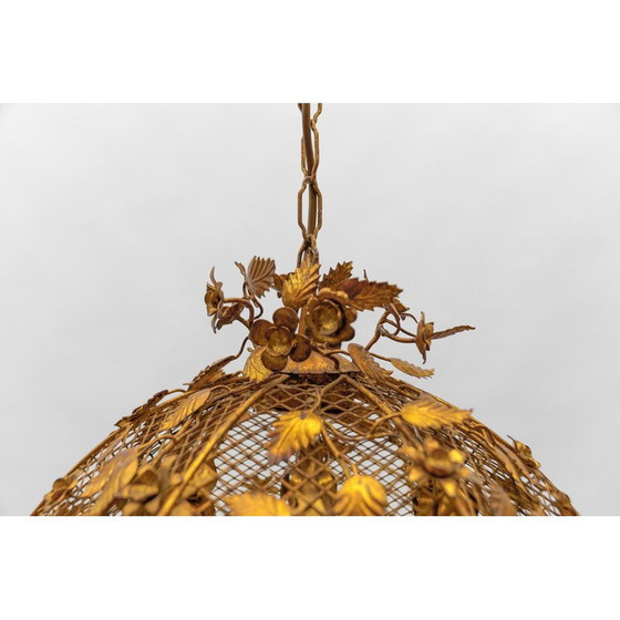Image 1 of Vintage golden flower pendant lamp by Hans Kögl, Germany 1970