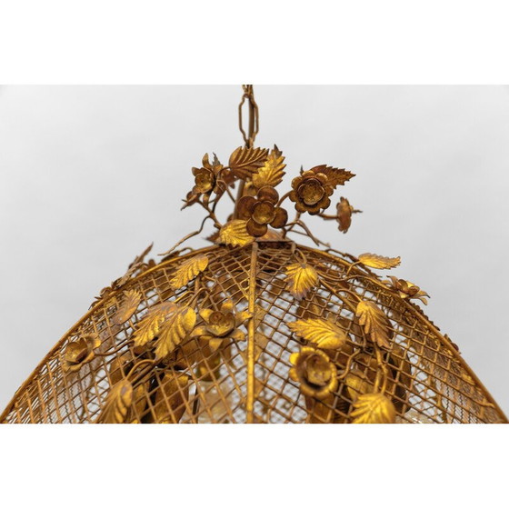 Image 1 of Vintage golden flower pendant lamp by Hans Kögl, Germany 1970