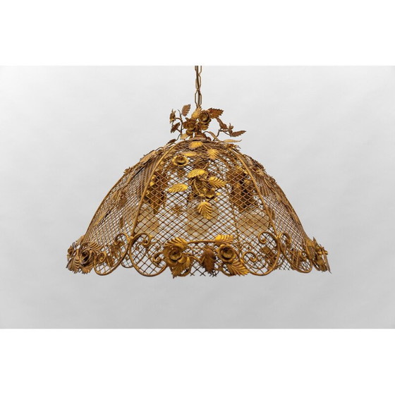 Image 1 of Vintage golden flower pendant lamp by Hans Kögl, Germany 1970