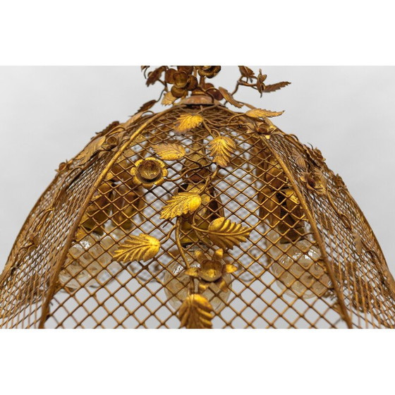 Image 1 of Vintage golden flower pendant lamp by Hans Kögl, Germany 1970