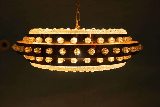 Image 1 of Midmod regency pendant lamp glass and brass, Orrefors Sweden