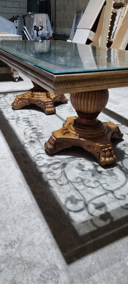 Beautiful Ornate Dining Table With Glass Top