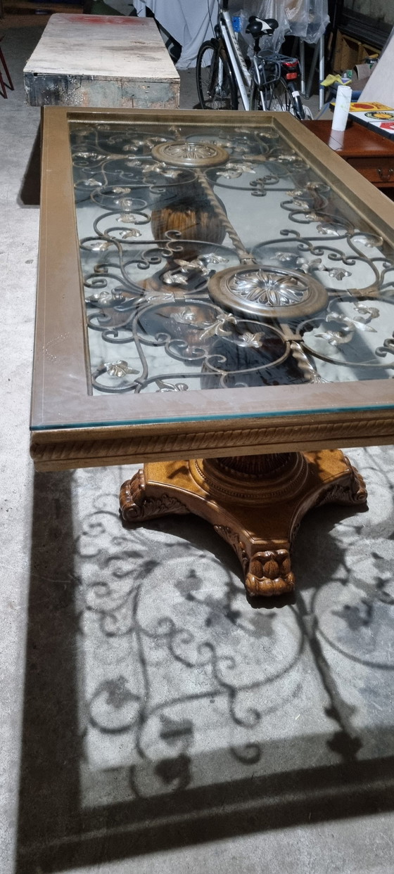 Image 1 of Beautiful Ornate Dining Table With Glass Top