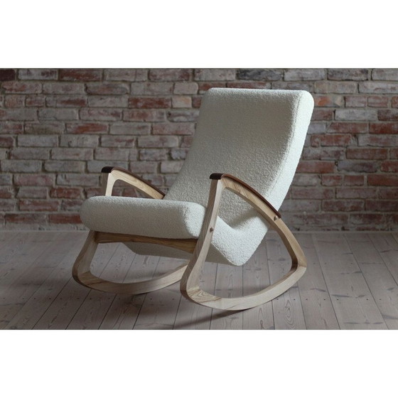 Image 1 of Vintage rocking chair in French boucle, Czechoslovakia 1950s