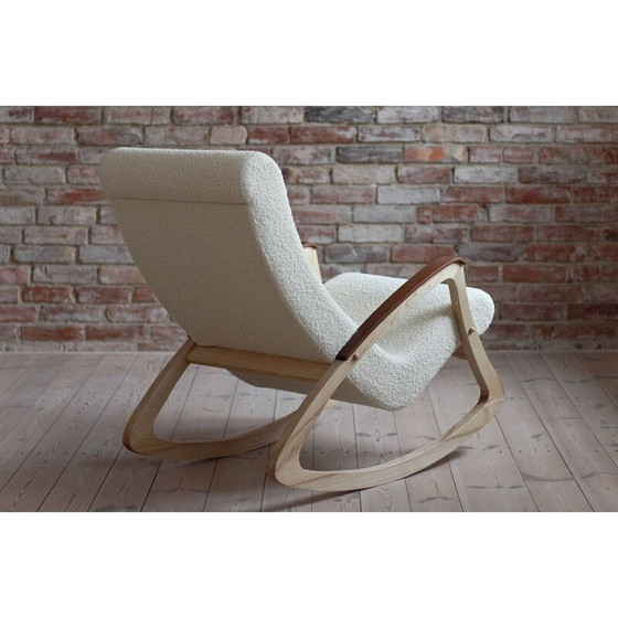 Image 1 of Vintage rocking chair in French boucle, Czechoslovakia 1950s