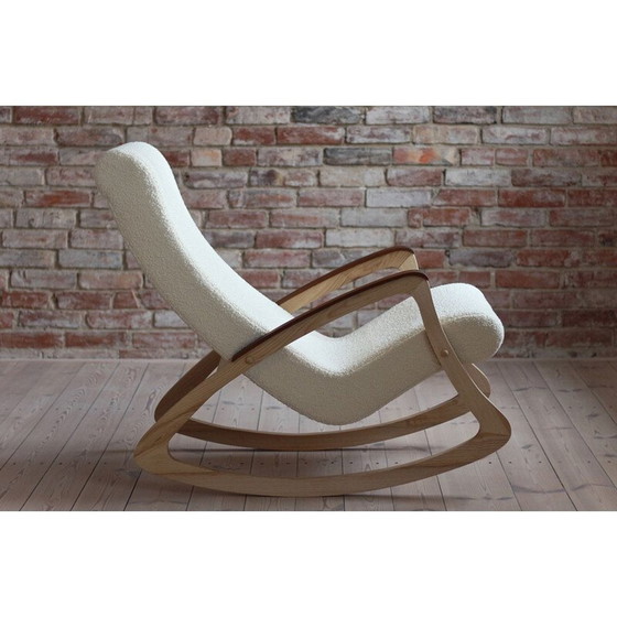 Image 1 of Vintage rocking chair in French boucle, Czechoslovakia 1950s