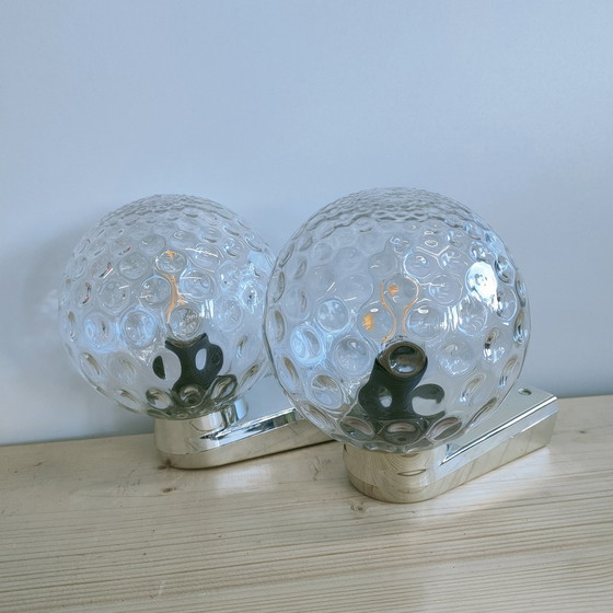 Image 1 of Set Vintage 60s-70s Herda Bubble Glass Wall Lights