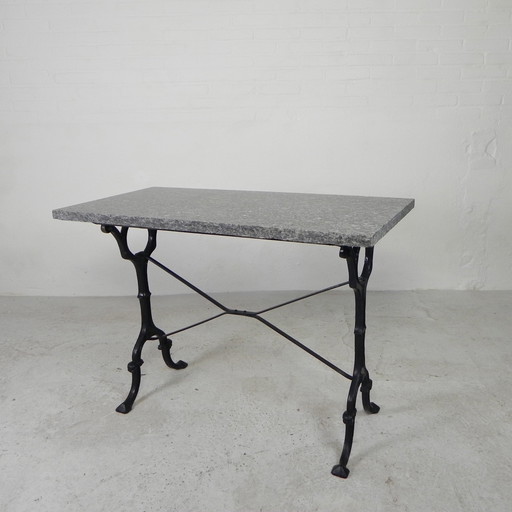 Garden Table, Bistro Table With Granite Top, 1930s