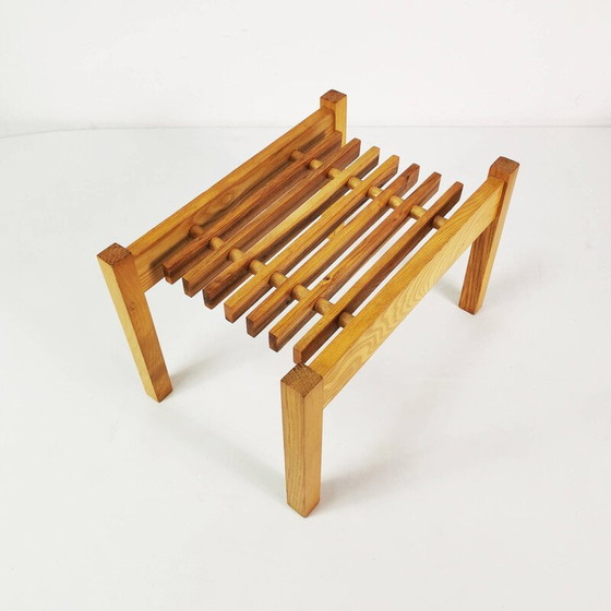 Image 1 of Vintage oak wood flower table, Czechoslovakia 1960