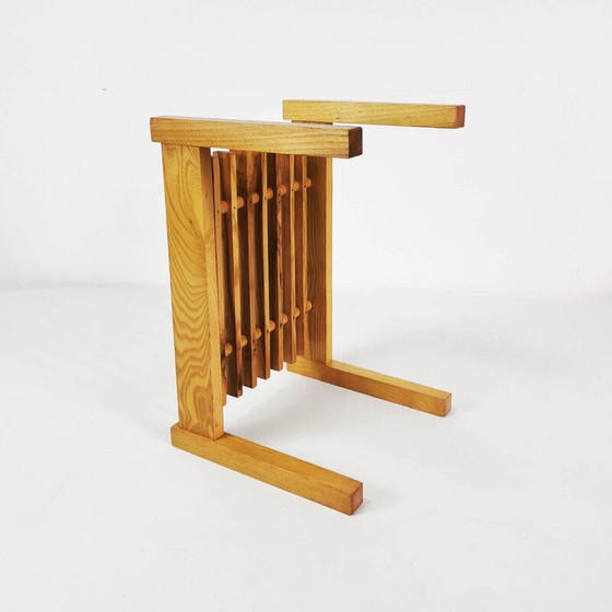 Image 1 of Vintage oak wood flower table, Czechoslovakia 1960