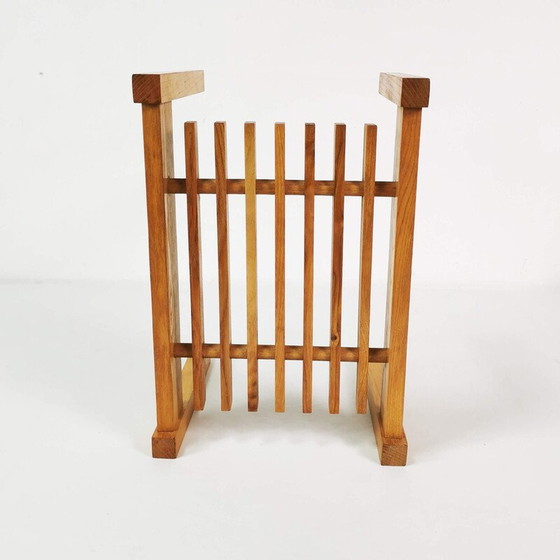 Image 1 of Vintage oak wood flower table, Czechoslovakia 1960