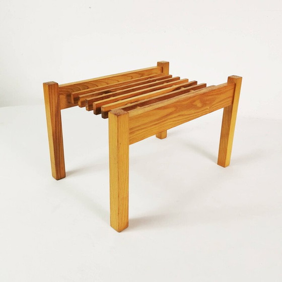 Image 1 of Vintage oak wood flower table, Czechoslovakia 1960