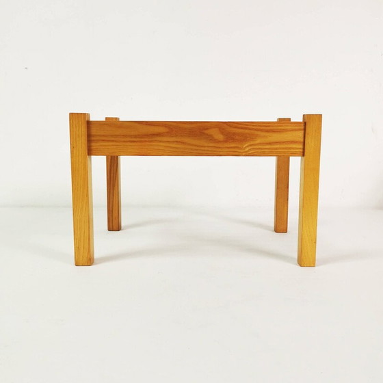 Image 1 of Vintage oak wood flower table, Czechoslovakia 1960