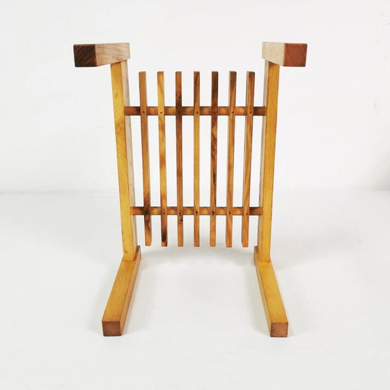 Image 1 of Vintage oak wood flower table, Czechoslovakia 1960