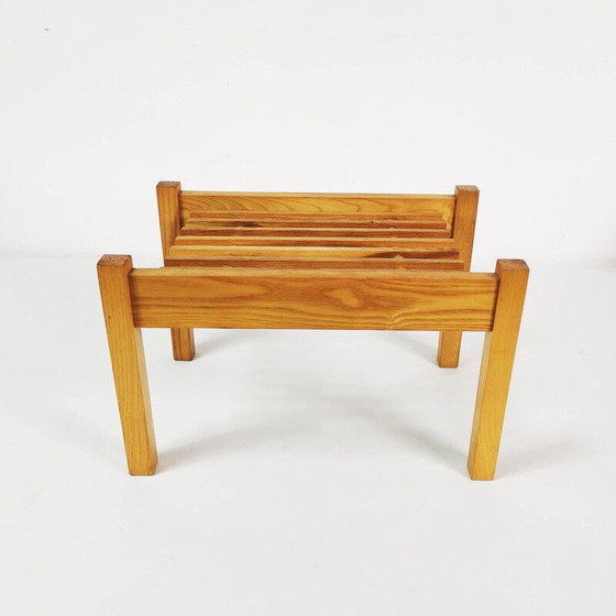 Image 1 of Vintage oak wood flower table, Czechoslovakia 1960