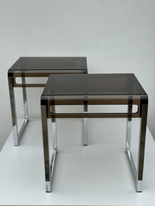 2x Prisunic Side Tables by Marc Berthier