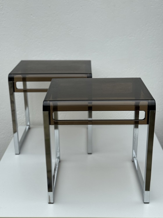 Image 1 of 2x Prisunic side tables by Marc Berthier