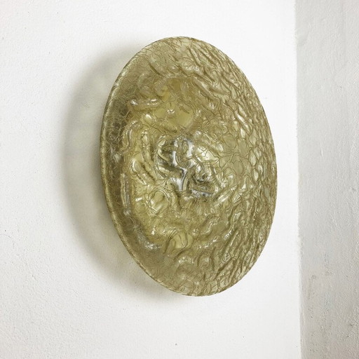 Vintage glass and metal wall lamp for Doria Lights, Germany 1970