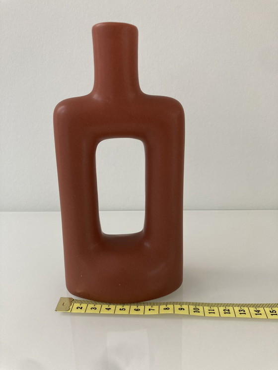 Image 1 of Red Brown Candlestick Of Ceramic By Hestia Design