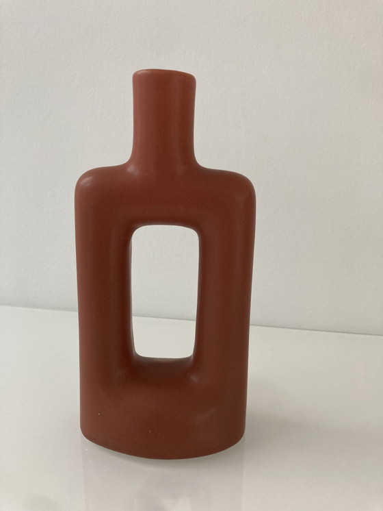 Image 1 of Red Brown Candlestick Of Ceramic By Hestia Design